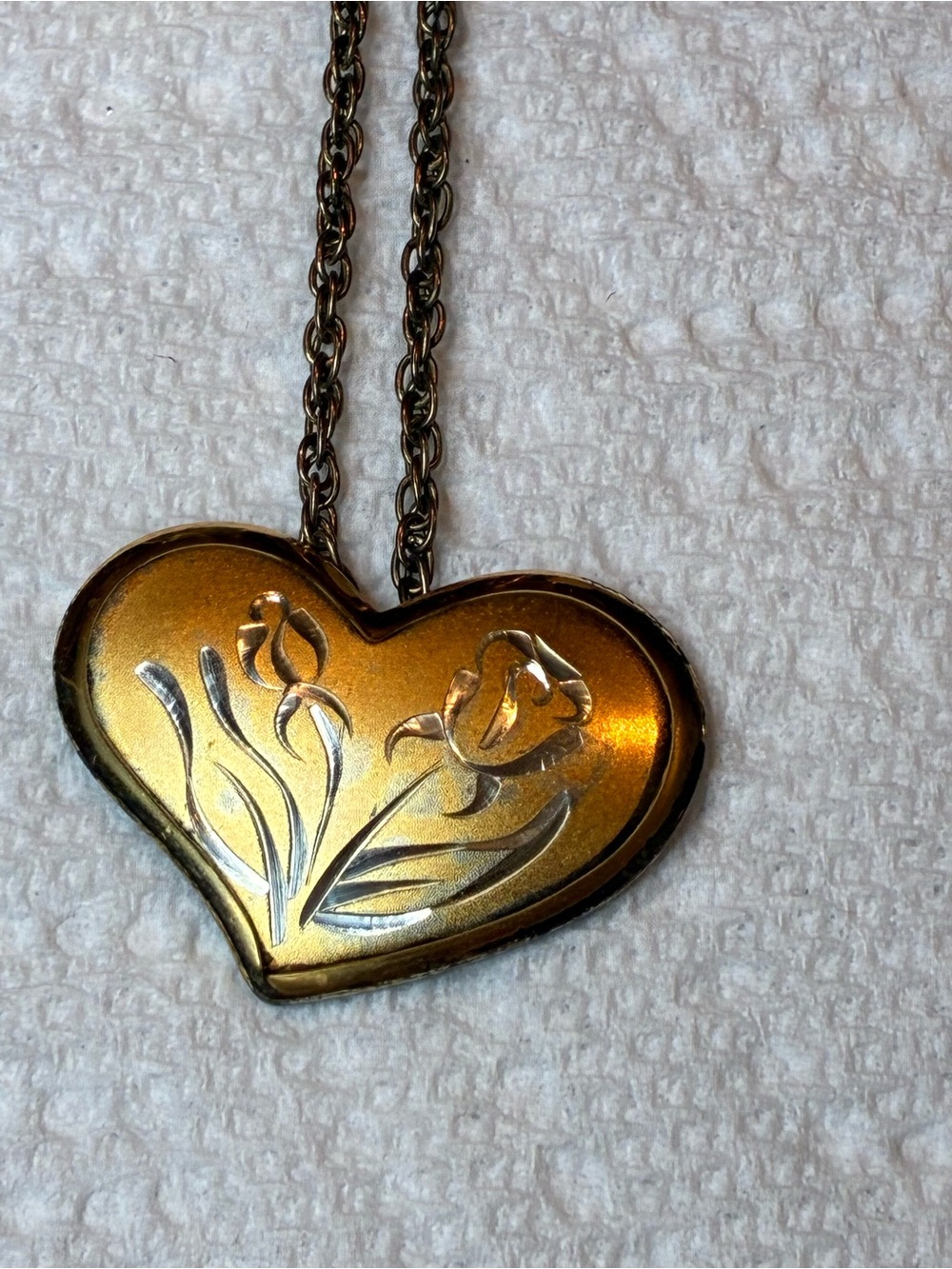 Gorham Sterling Vermeil heart pendant necklace and ring - Picture 3 of 6